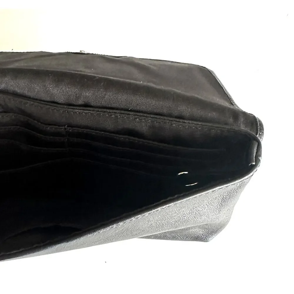 Coach Black Ashley Pleated Leather Wristlet Flap Card Holder Mini Purse Wallet
